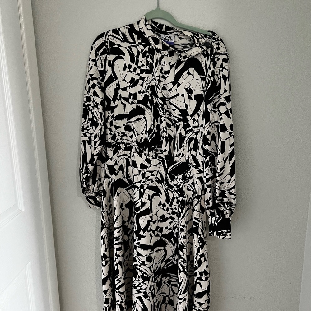 Worn once, asymmetrical dress.